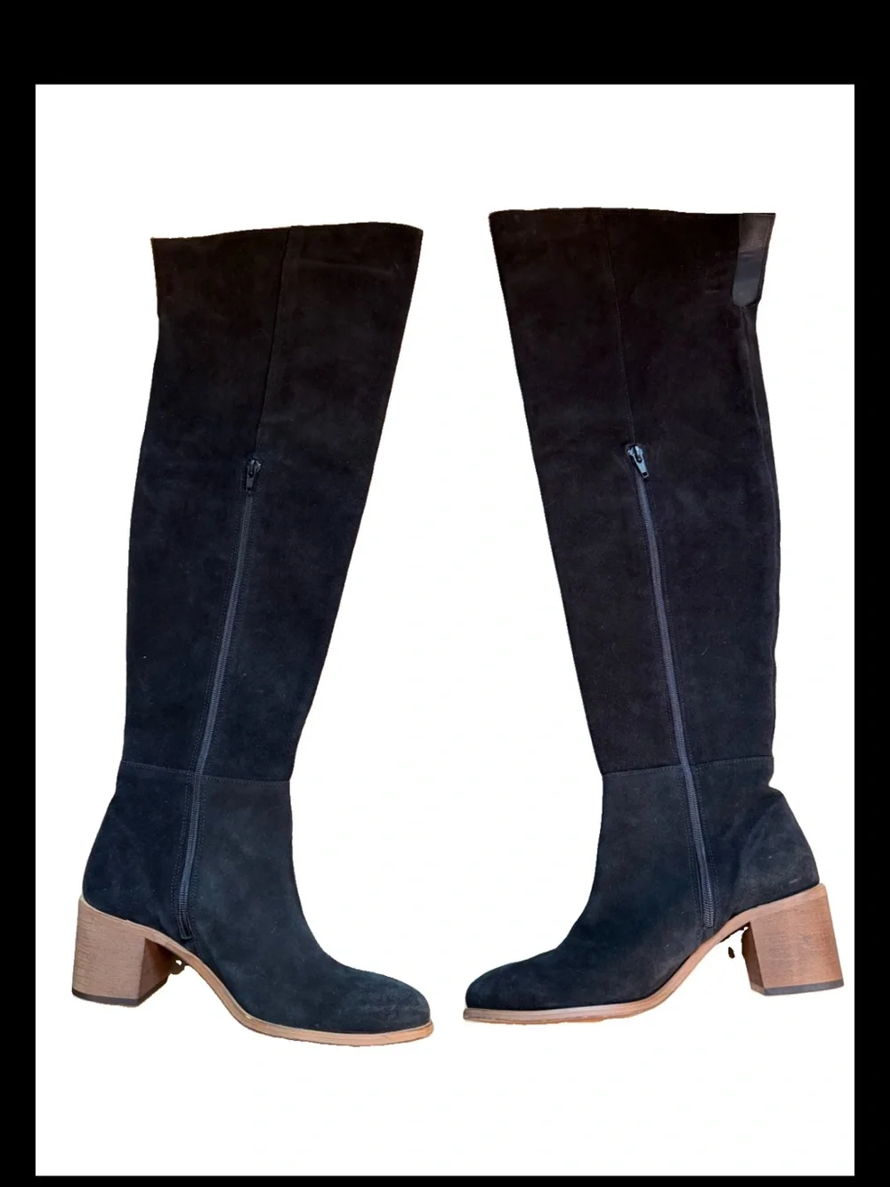 New Anthropologie Over The Knee High Boots Suede Black Size 40 US 9-9.5